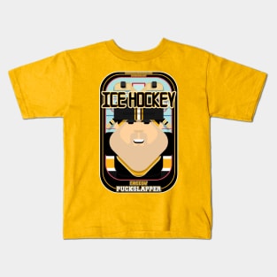 Ice Hockey Black and Yellow - Faceov Puckslapper - Victor version Kids T-Shirt